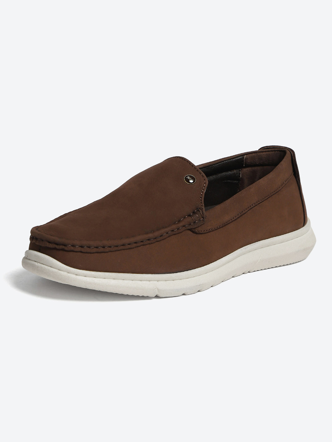 Monte Carlo Brown Light Weight Nu Buck Leather Casual Slip on Loafers for Men