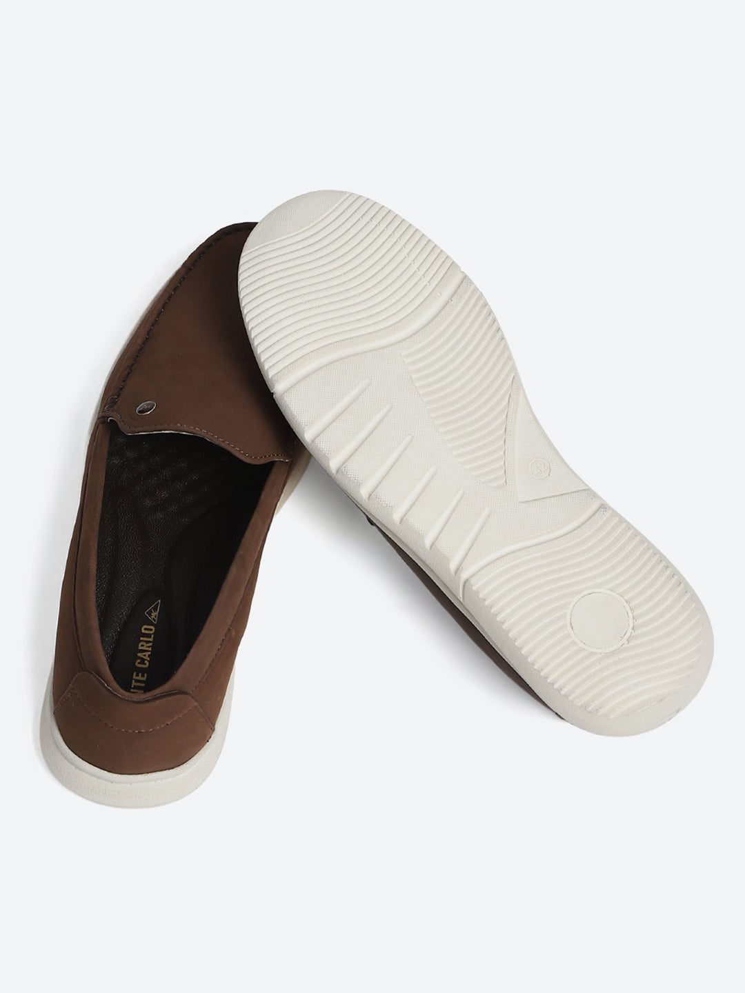 Monte Carlo Brown Light Weight Nu Buck Leather Casual Slip on Loafers for Men