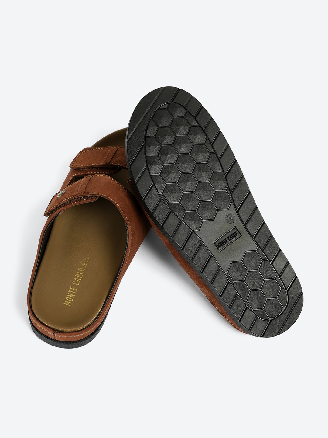 Men Brown Slip on Leather Sandals
