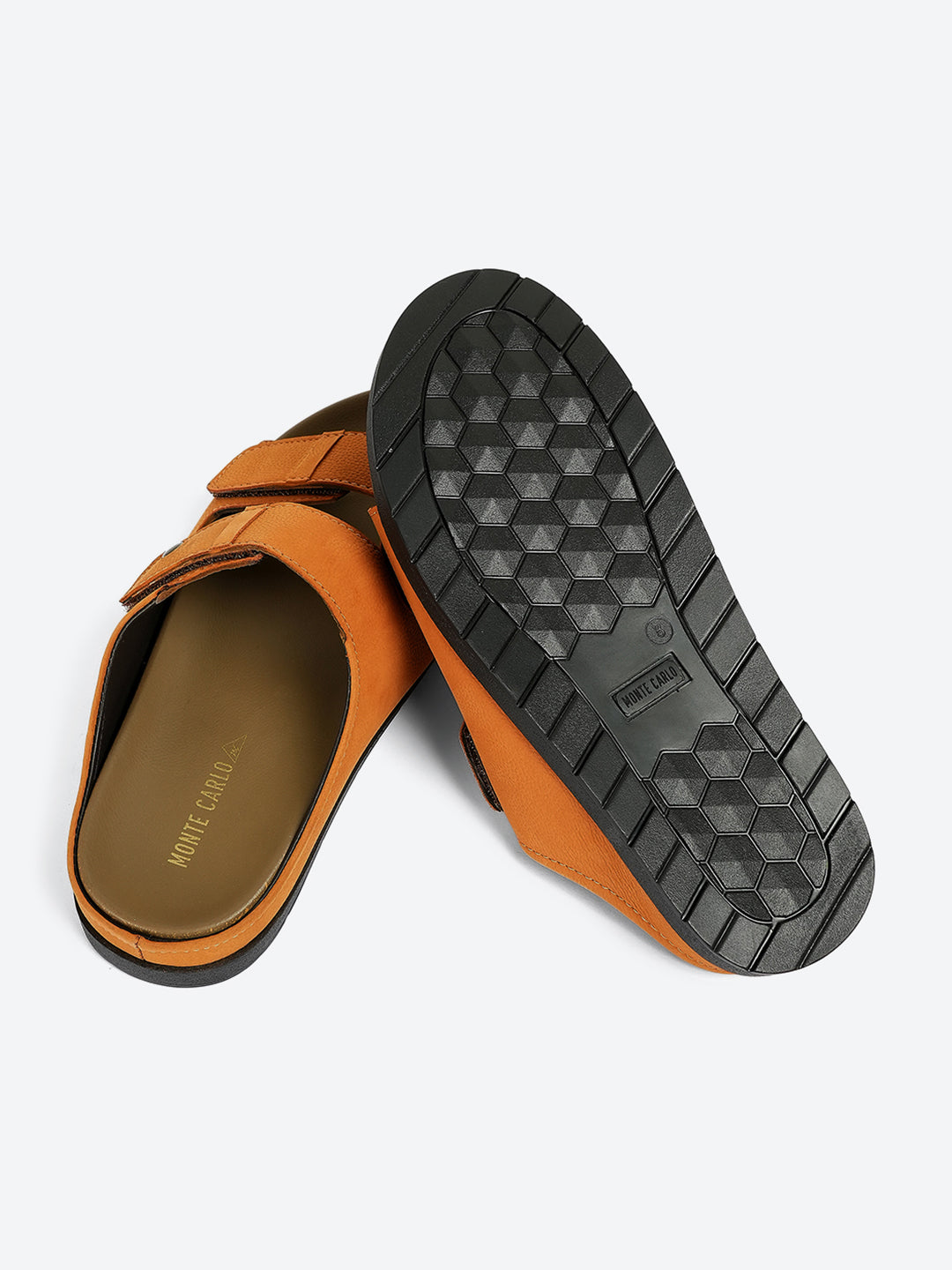 Men Tan Slip on Leather Sandals