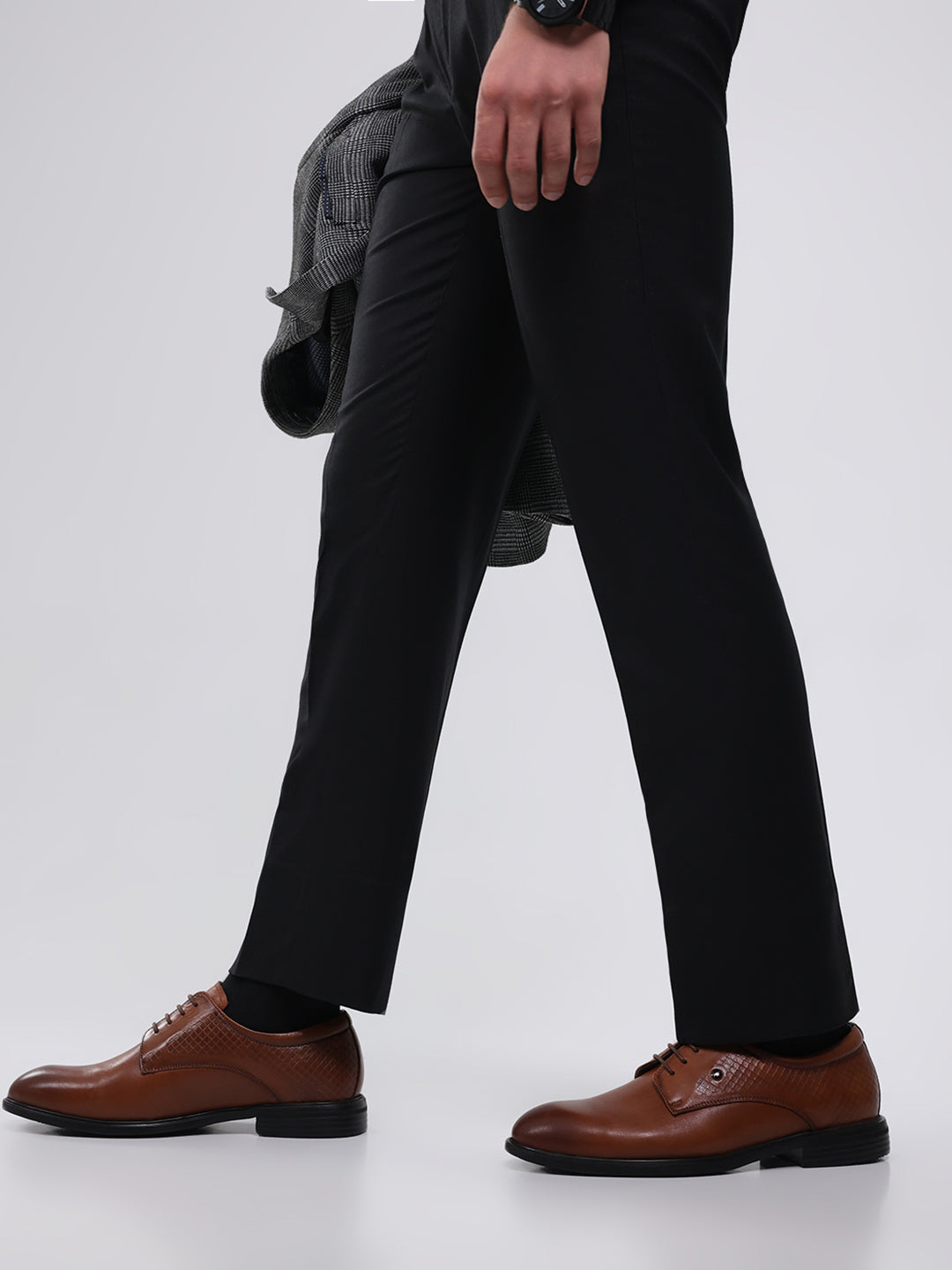Men Tan Polished Lace Up Style Derby Dress Shoes