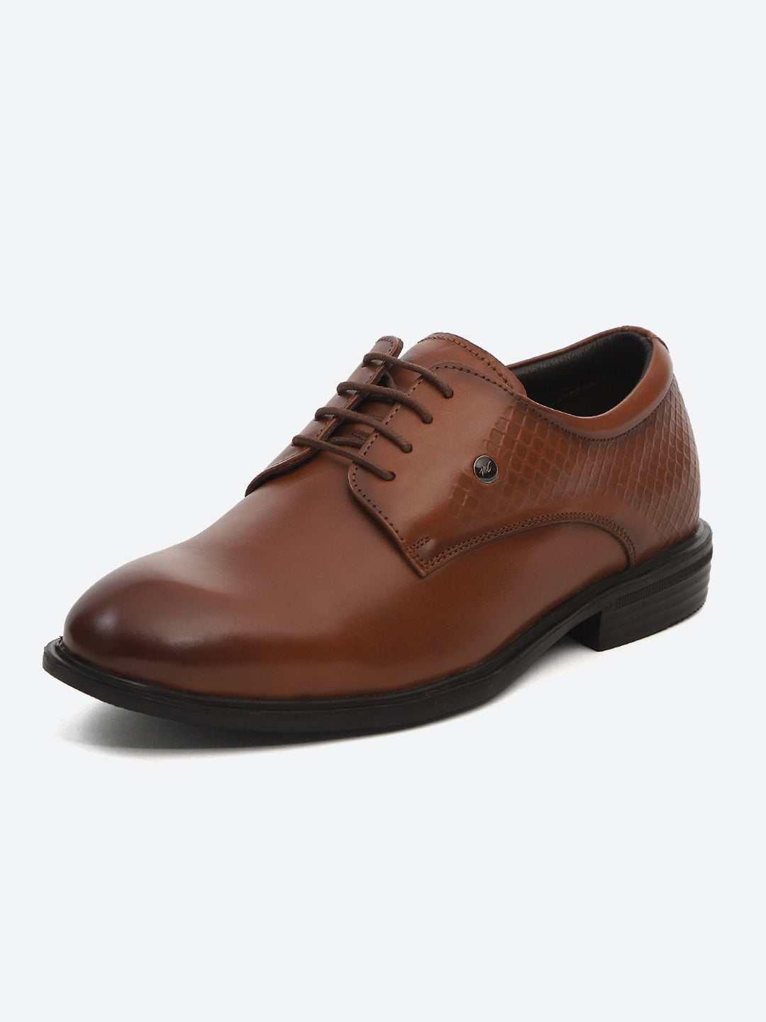 Men Tan Polished Lace Up Style Derby Dress Shoes