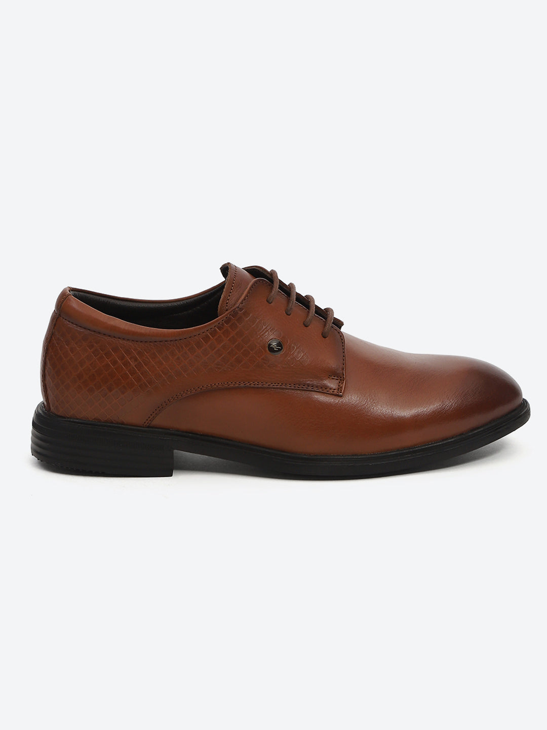 Men Tan Polished Lace Up Style Derby Dress Shoes