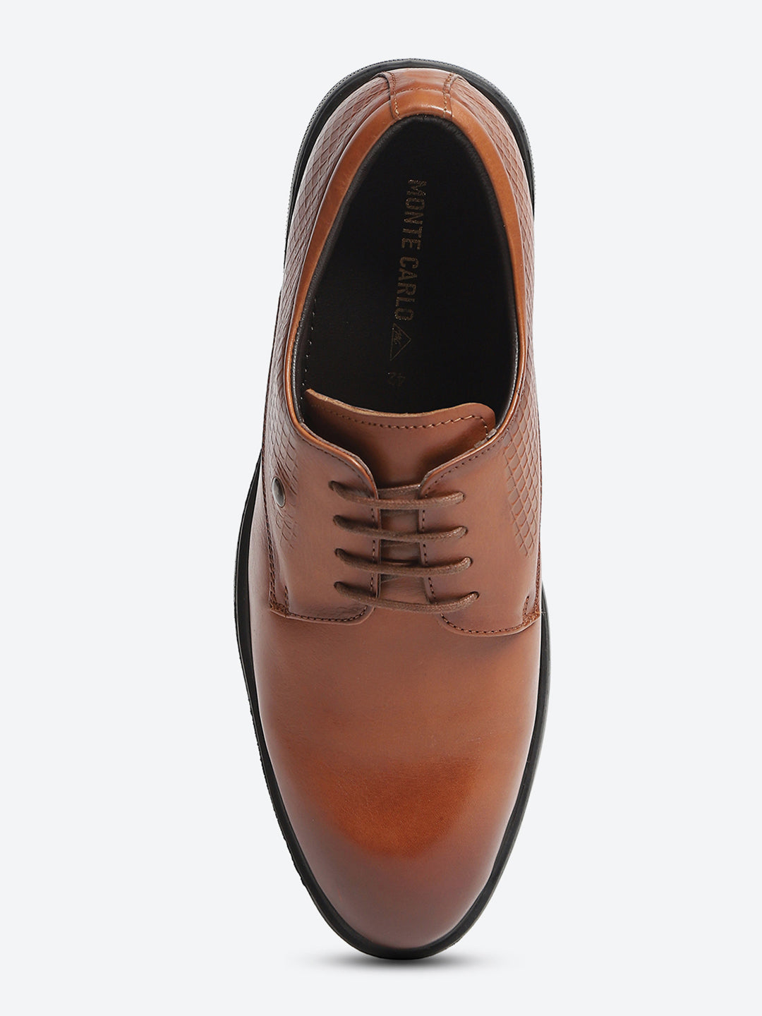 Men Tan Polished Lace Up Style Derby Dress Shoes