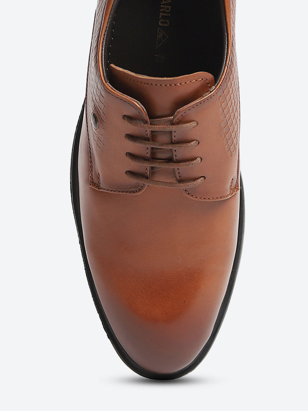 Men Tan Polished Lace Up Style Derby Dress Shoes