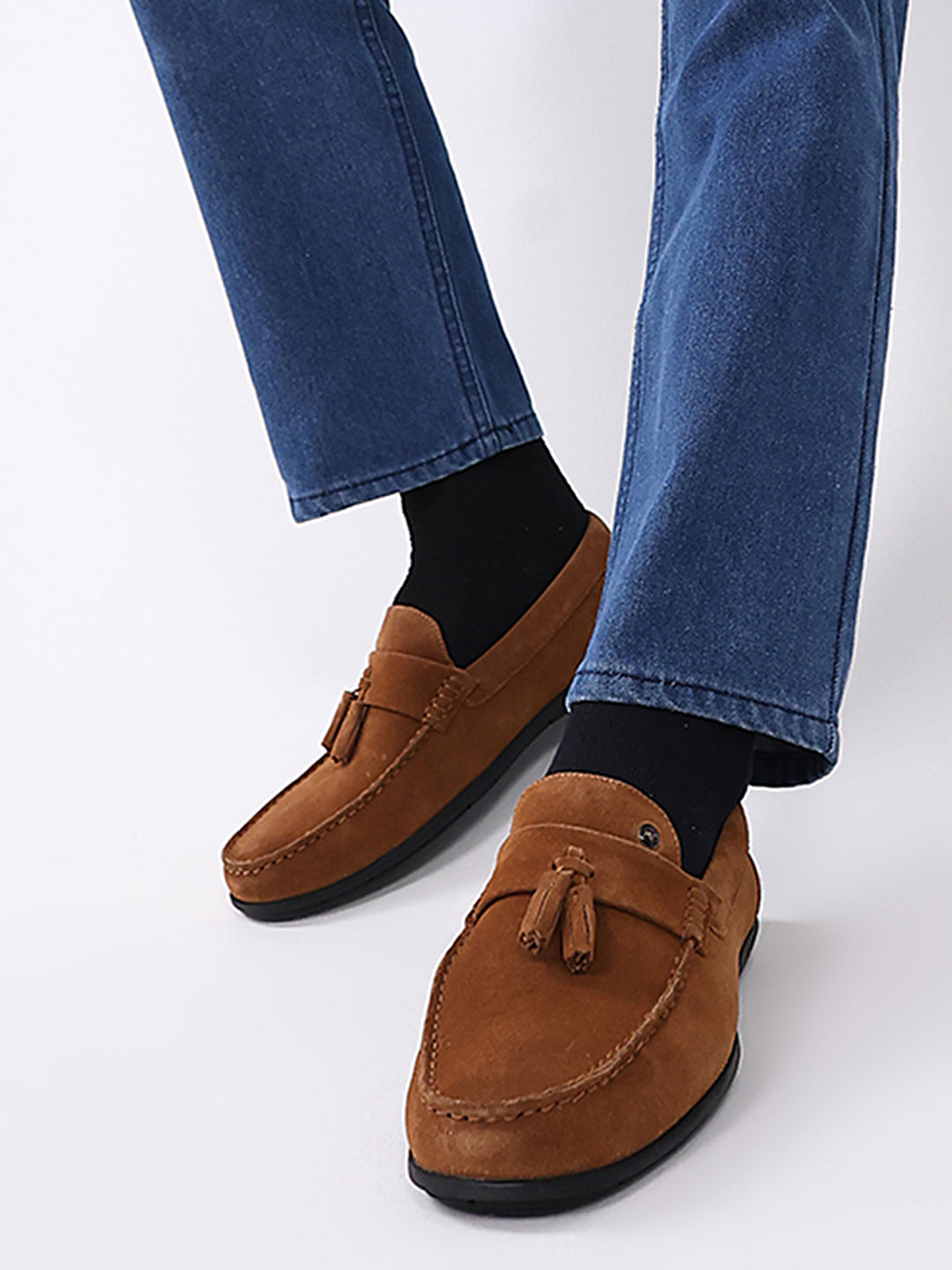 Men Tan Slip on Genuine Leather Loafers