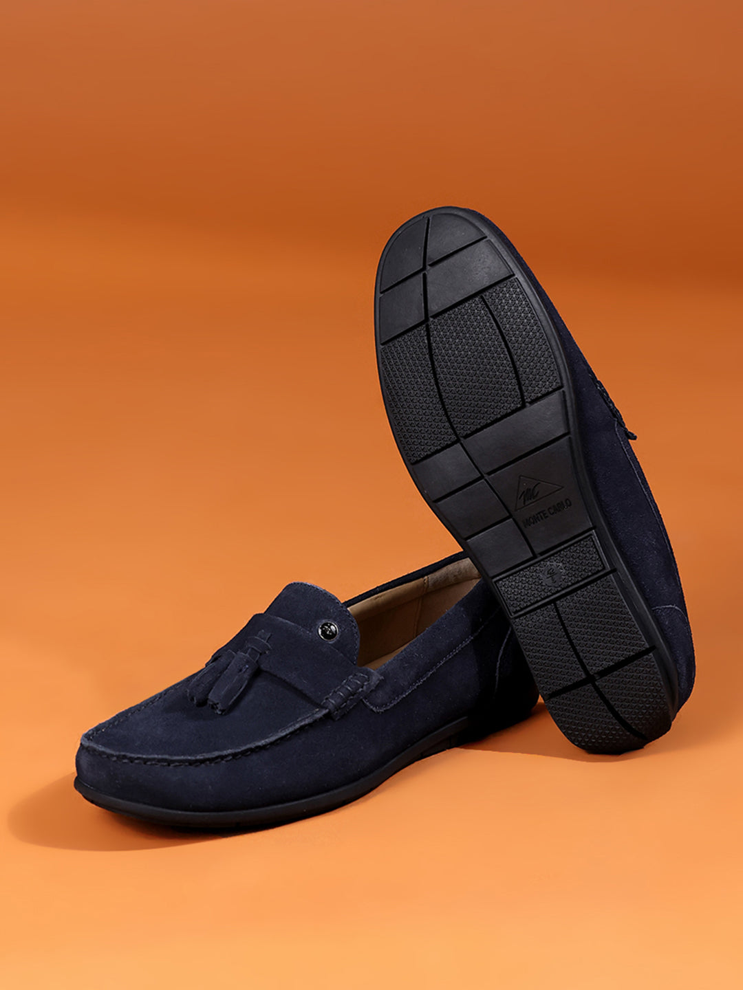 Men Navy Blue Slip on Genuine Leather Loafers