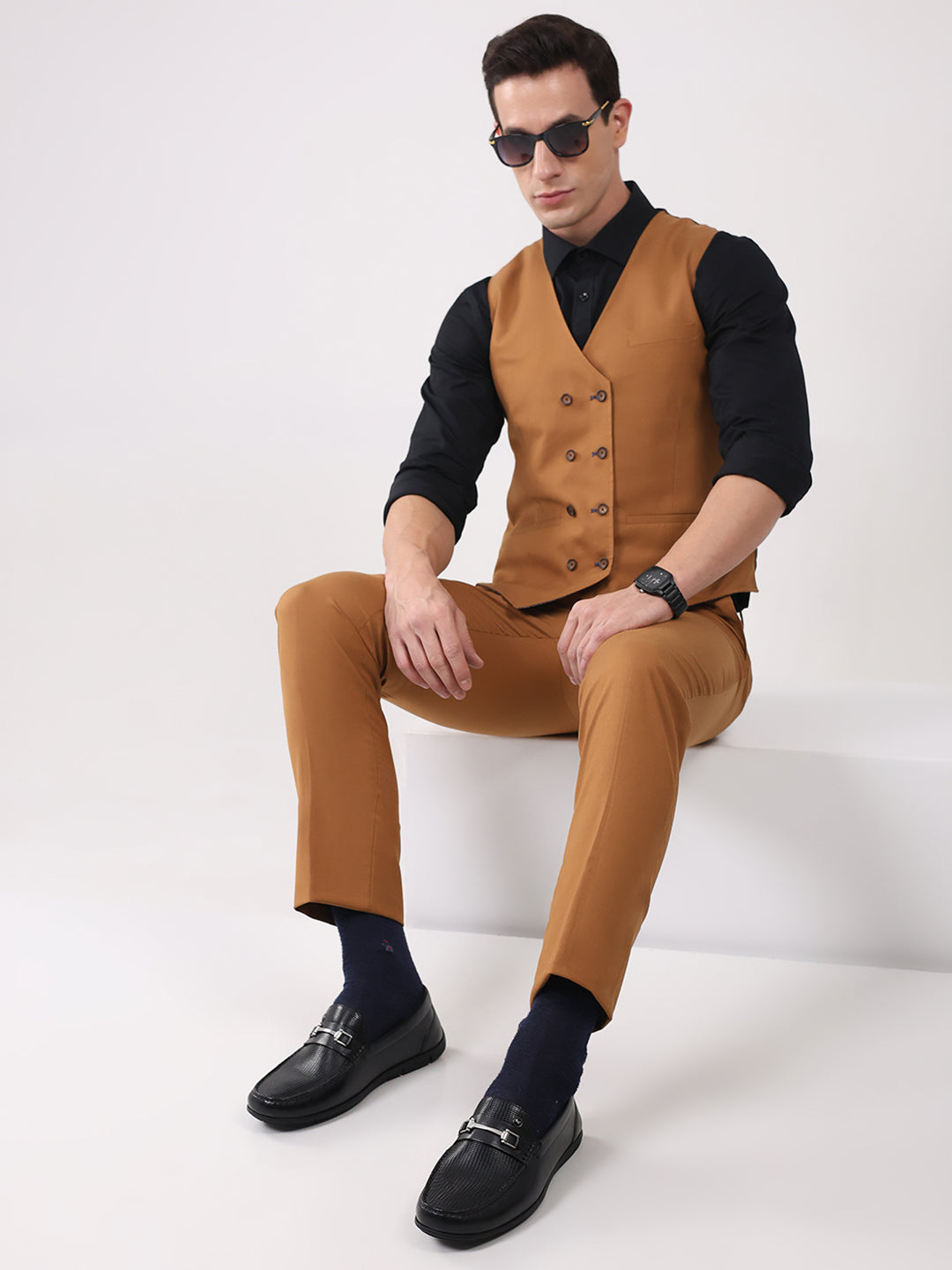 Men Black Slip on Genuine Leather Loafers