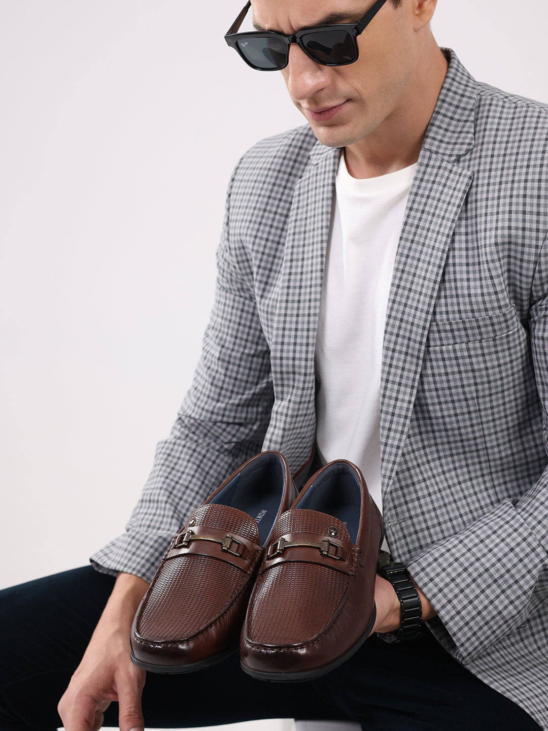 Men Brown Slip on Genuine Leather Loafers
