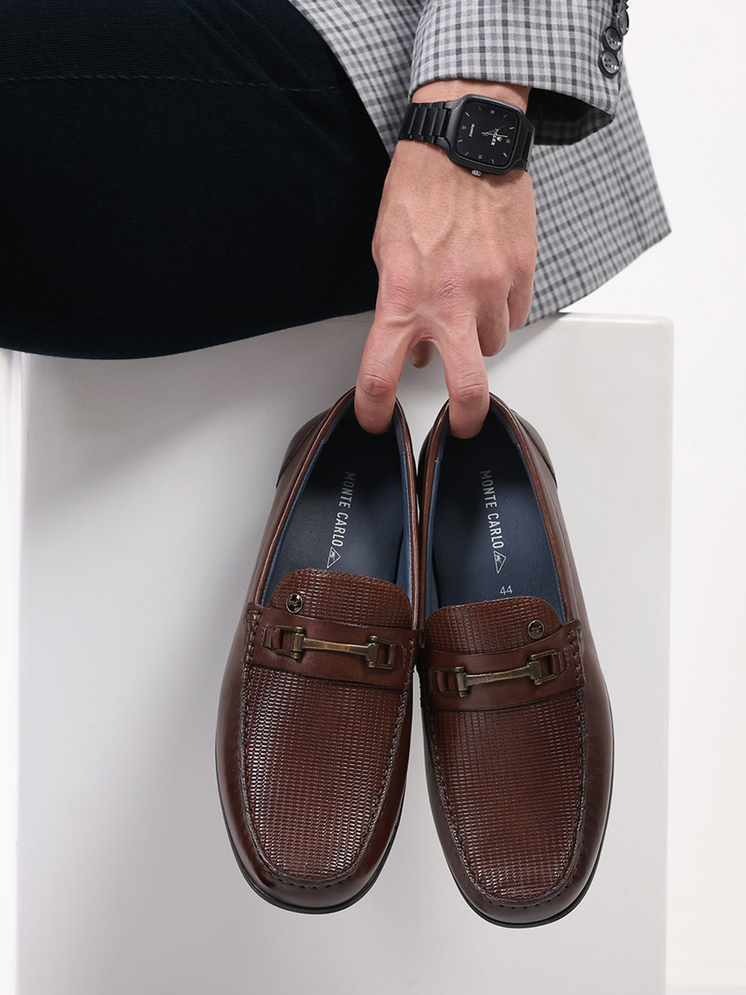 Men Brown Slip on Genuine Leather Loafers