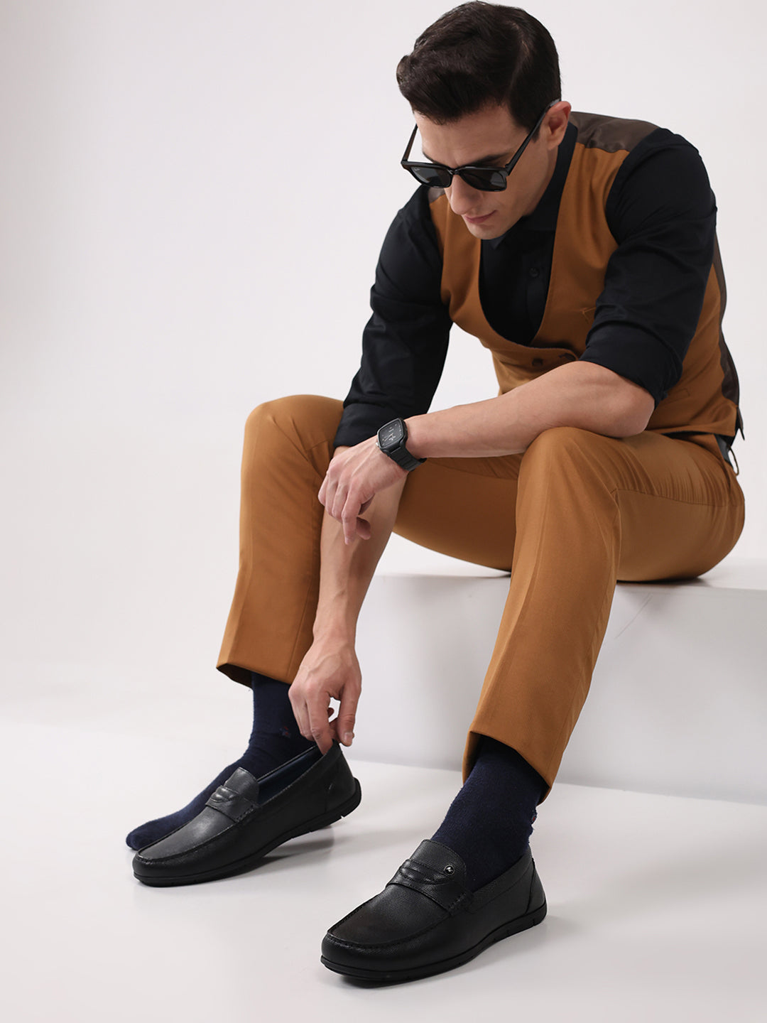 Men Black Slip on Genuine Leather Loafers