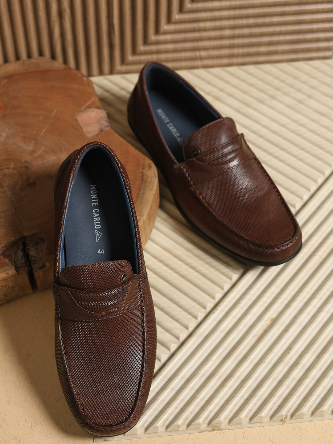 Men Brown Slip on Genuine Leather Loafers