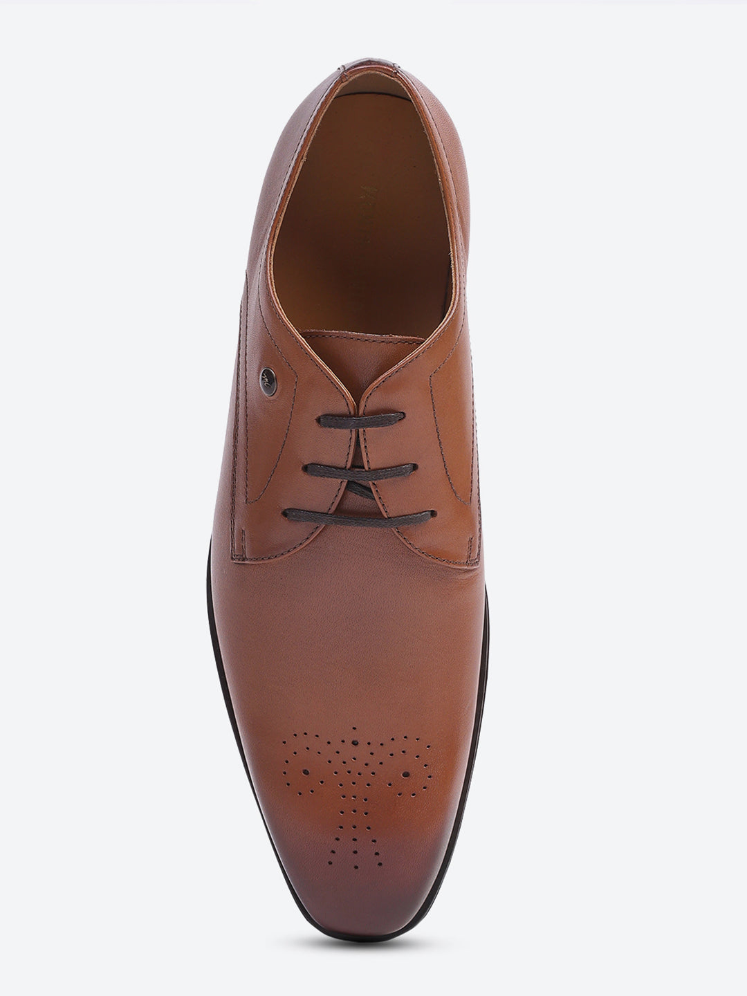 Men Tan Lace Up Genuine Leather Formal Shoes