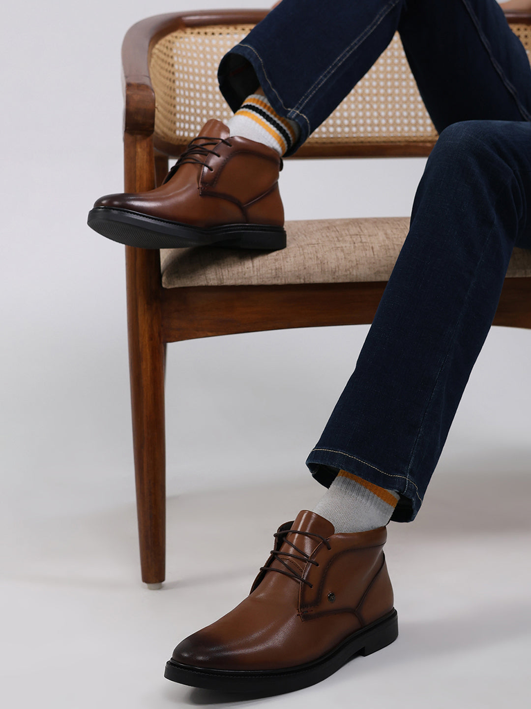 Monte Carlo Tan Lace Up Ankle Boots for Men