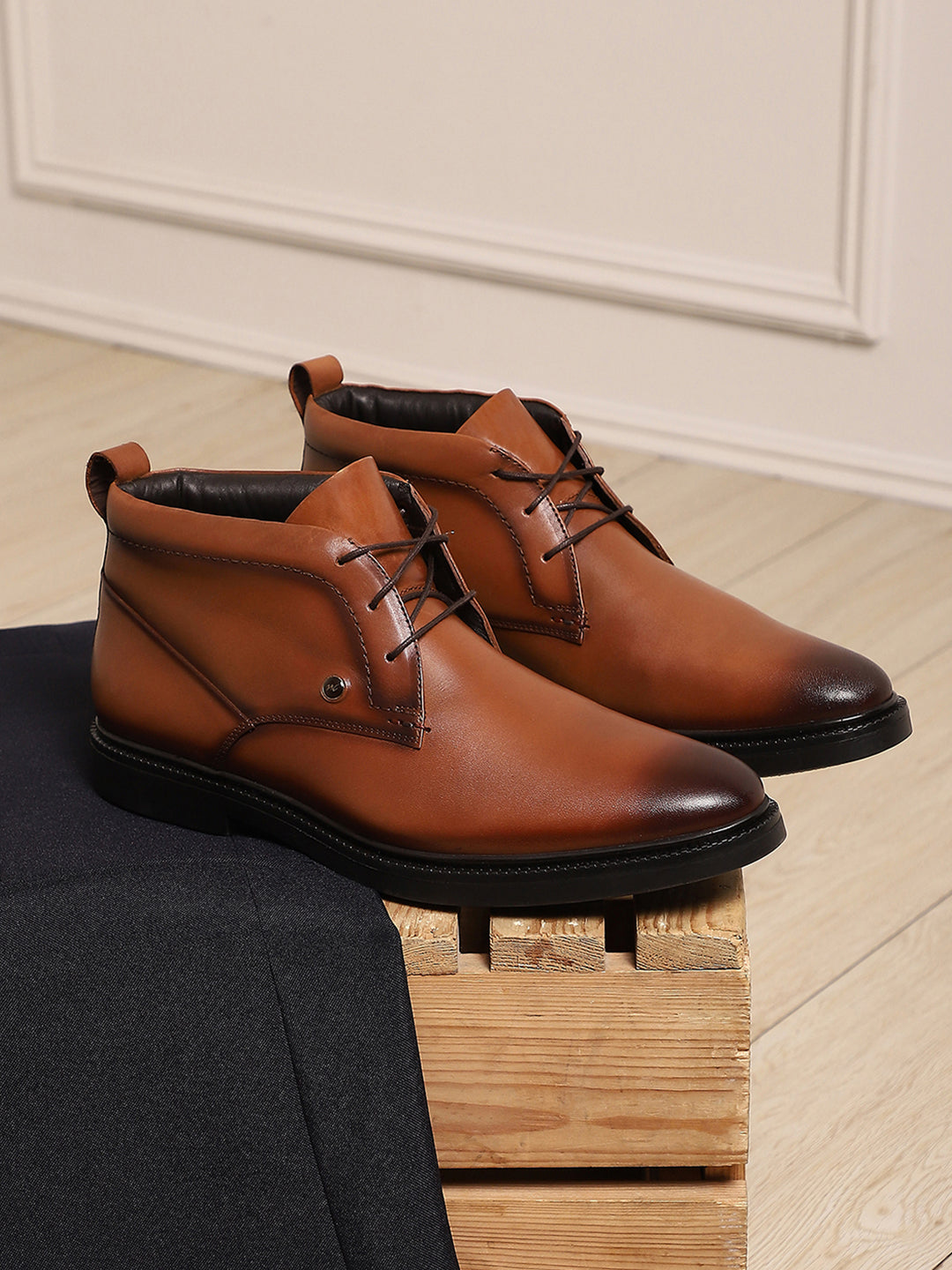 Monte Carlo Tan Lace Up Ankle Boots for Men