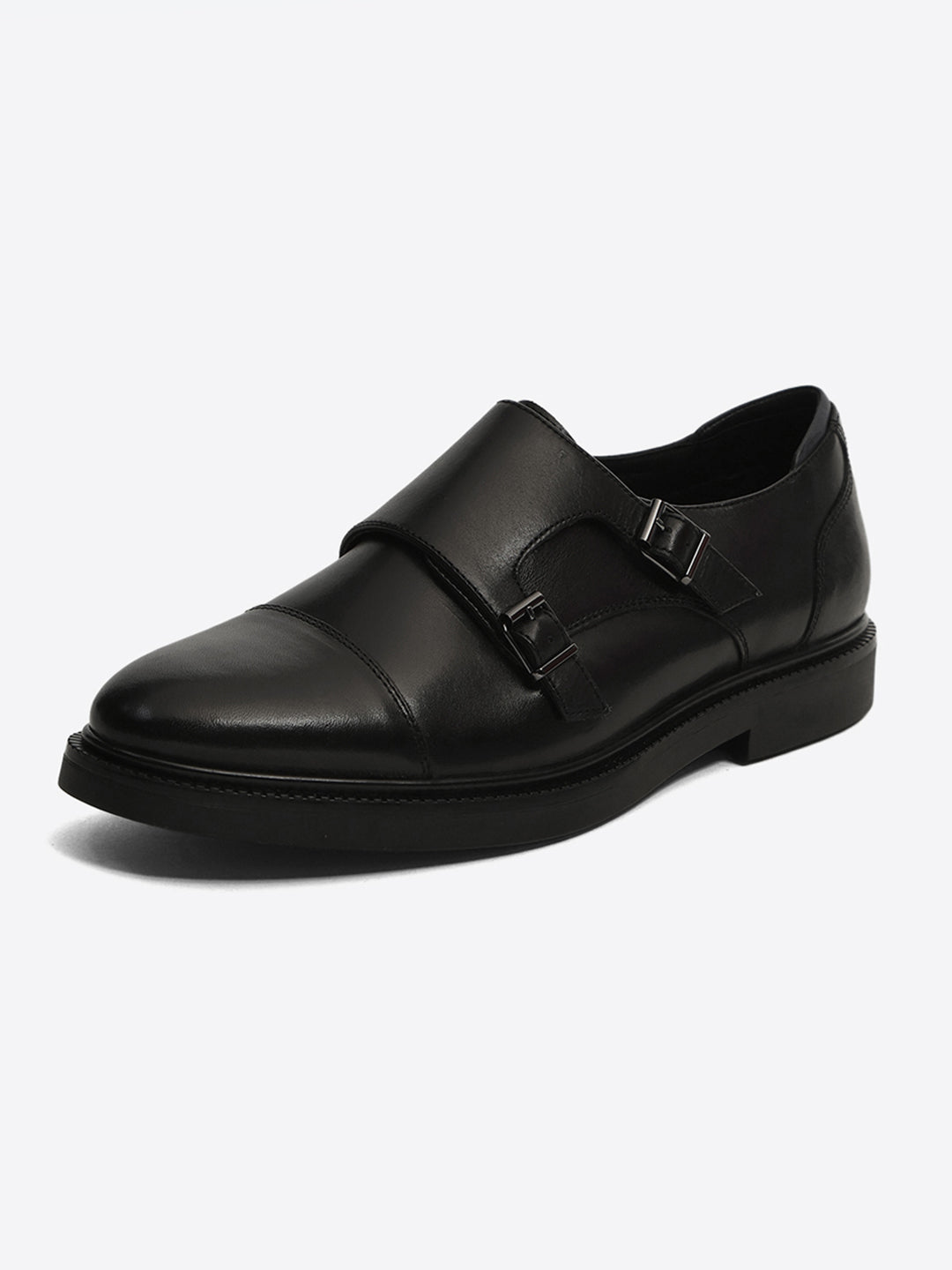 Monte Carlo Black Double Monk Strap Formal Shoes for Men