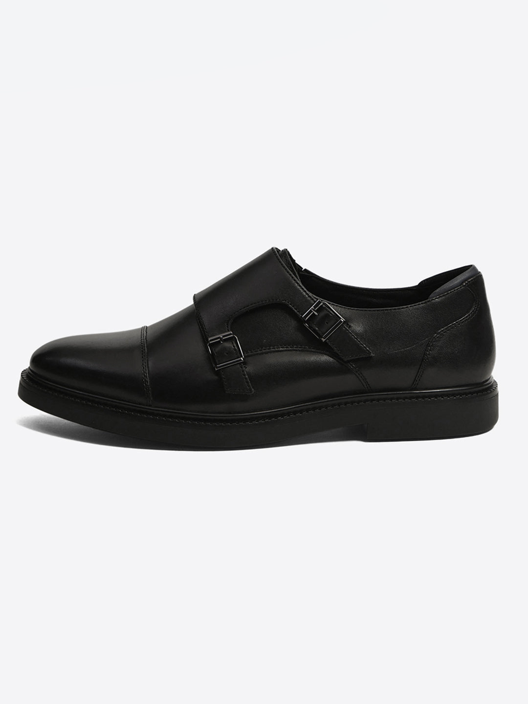Monte Carlo Black Double Monk Strap Formal Shoes for Men