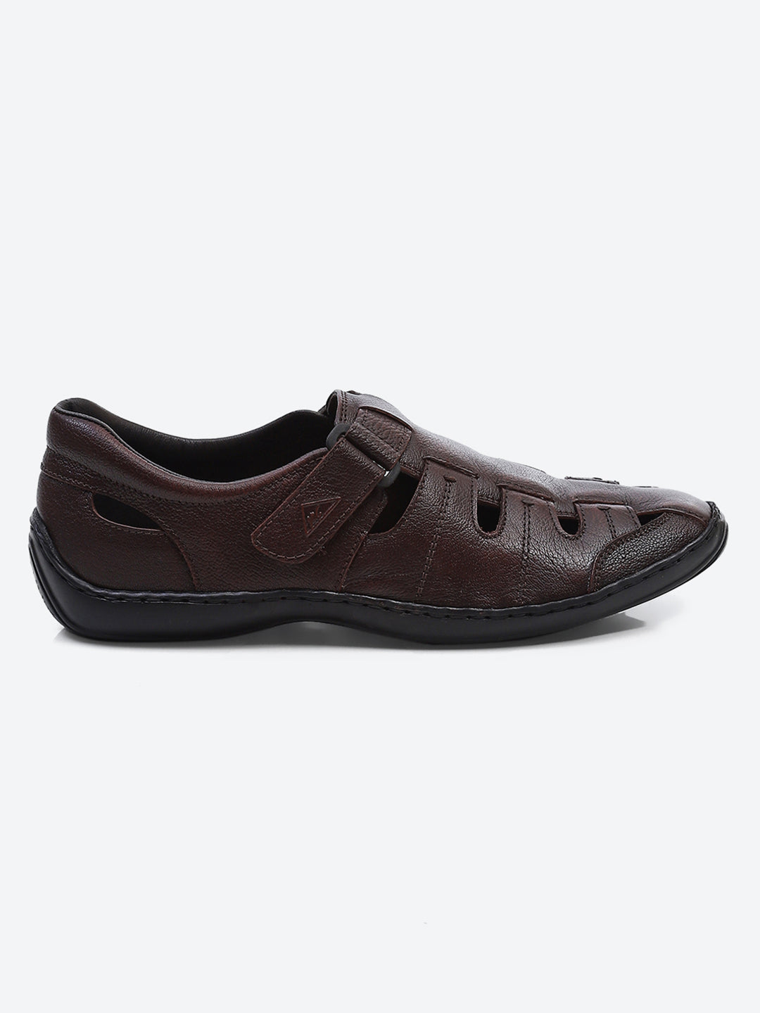 Men Brown Velcro Leather Sandals