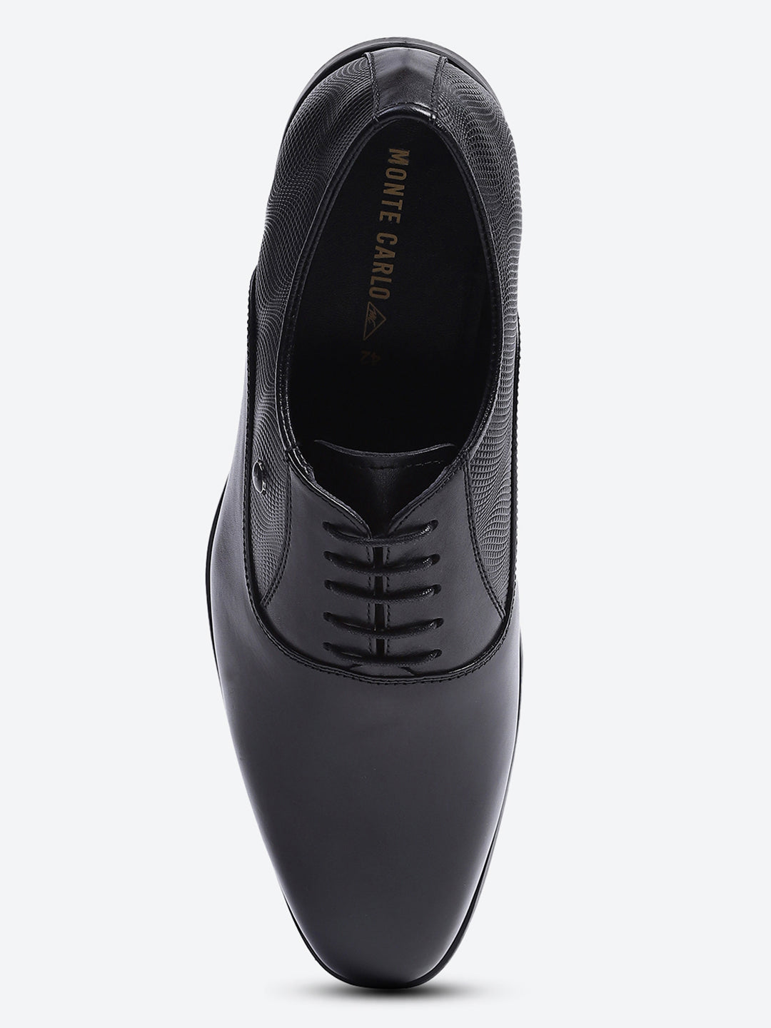 Men Black Solid Lace Up Genuine Leather Formal Oxfords