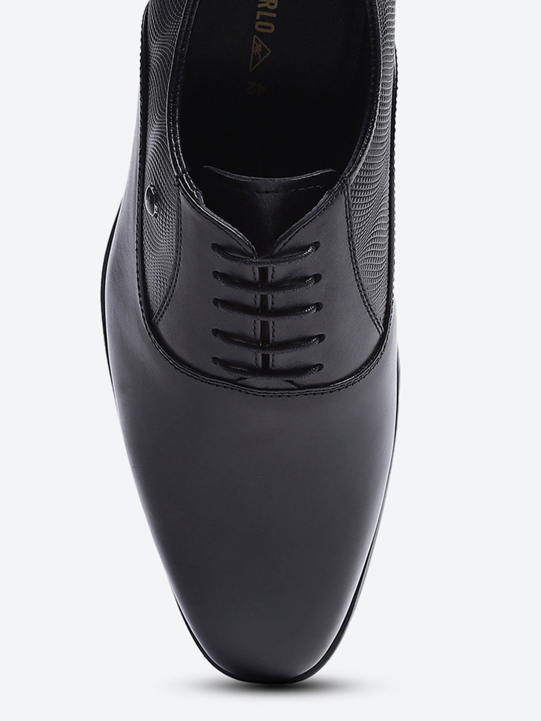 Men Black Solid Lace Up Genuine Leather Formal Oxfords