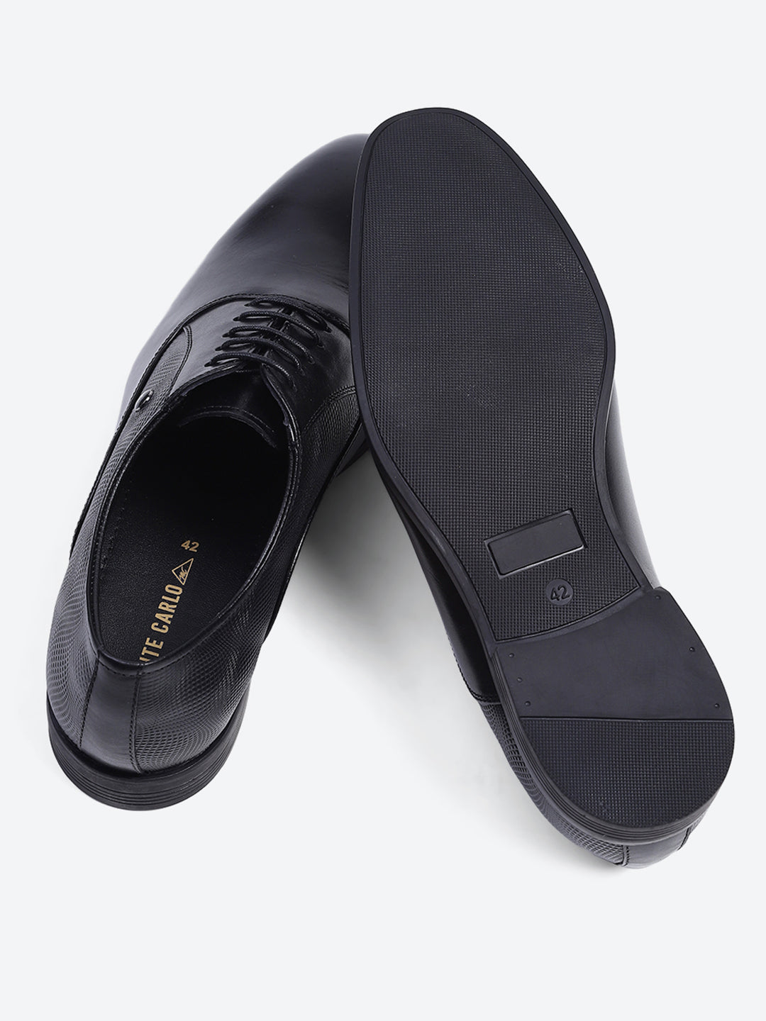 Men Black Solid Lace Up Genuine Leather Formal Oxfords