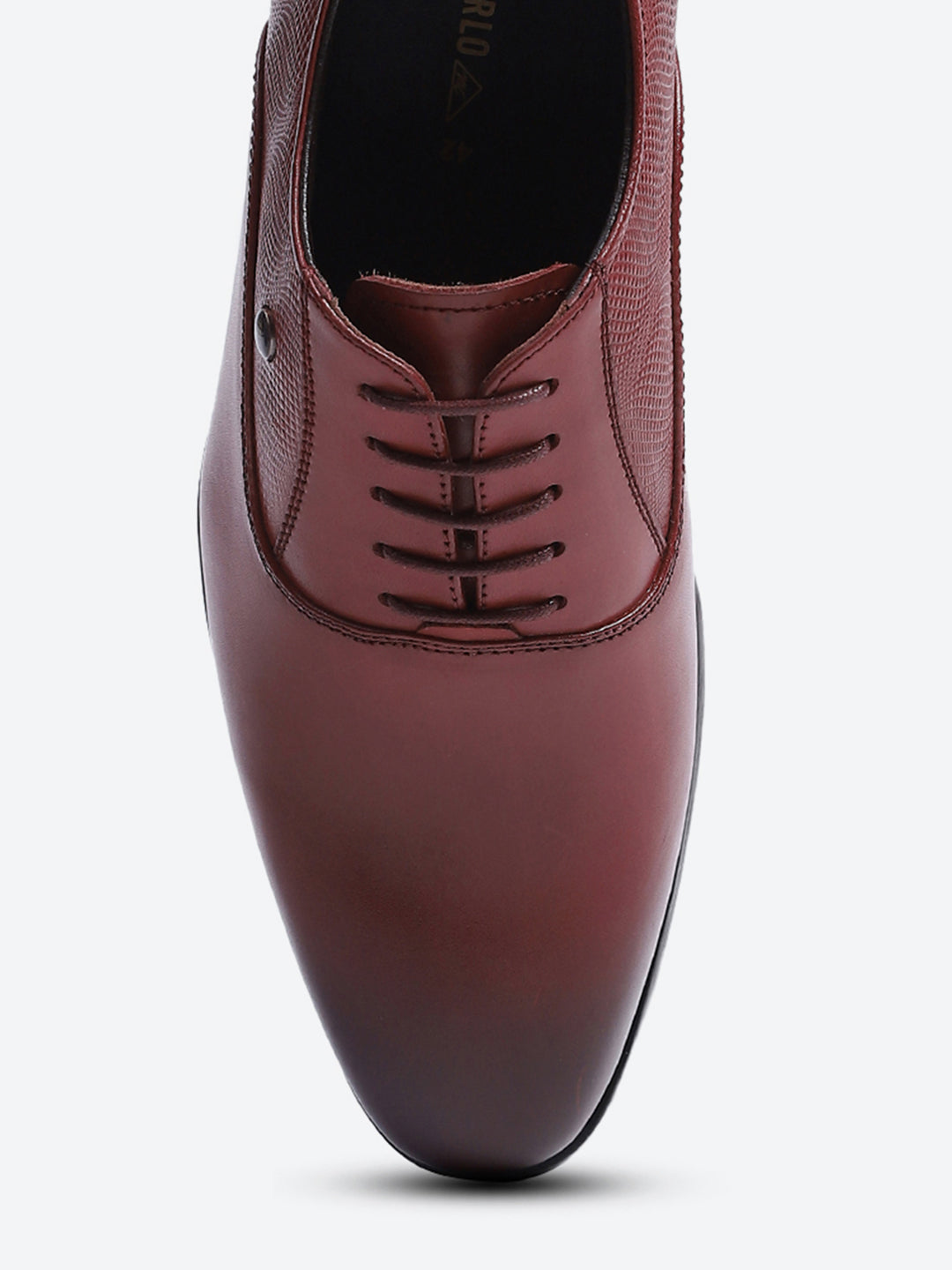 Men Maroon Solid Lace Up Genuine Leather Formal Oxfords