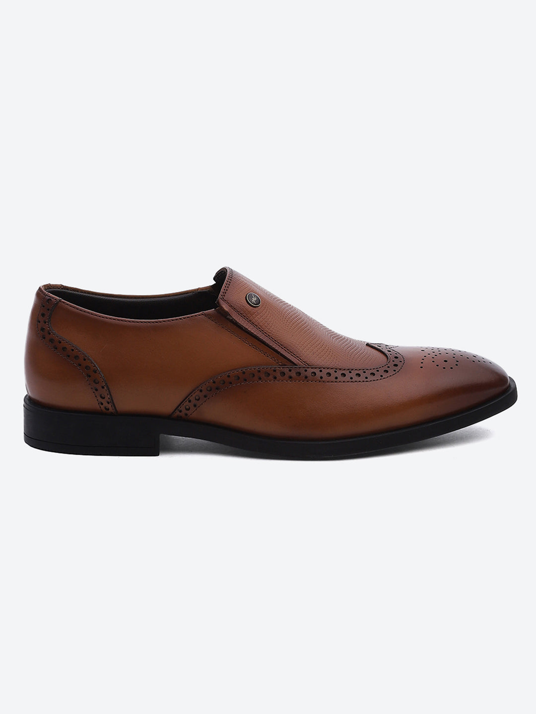 Men Tan Solid Slip on Genuine Leather Formal Shoes