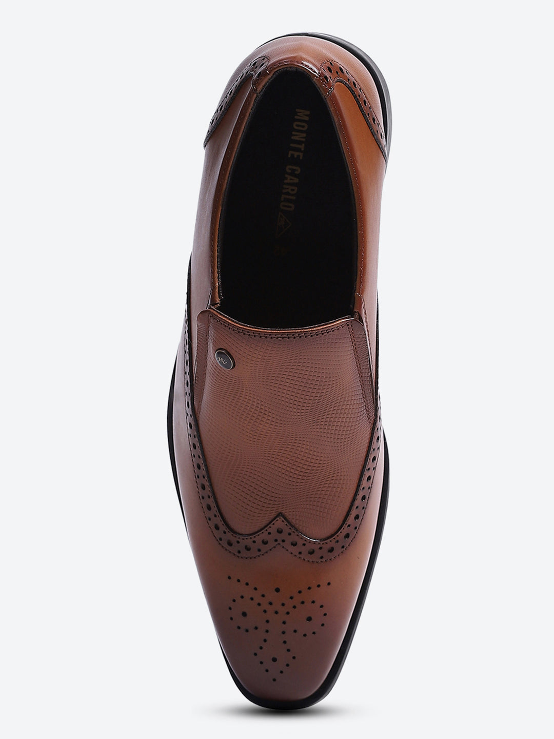 Men Tan Solid Slip on Genuine Leather Formal Shoes