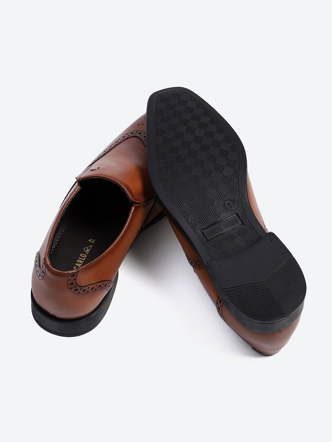 Men Tan Solid Slip on Genuine Leather Formal Shoes