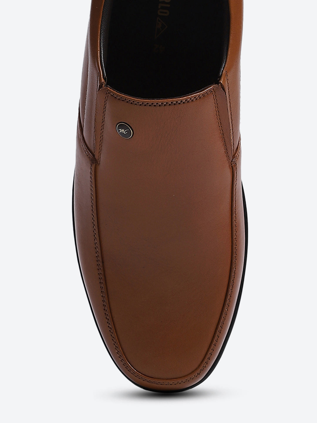 Men Tan Solid Slip on Genuine Leather Square Toe Slip on Shoes