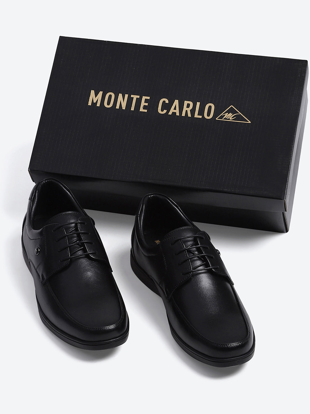 Men Black Solid Lace Up Genuine Leather Formal Derby