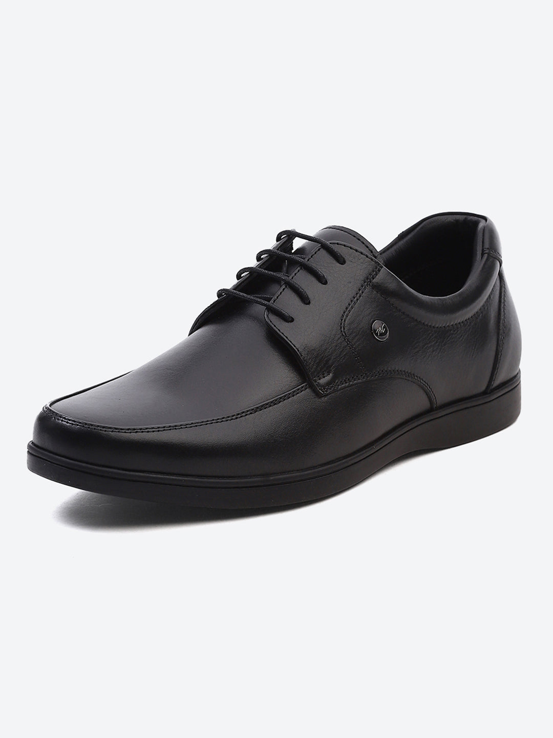 Men Black Solid Lace Up Genuine Leather Formal Derby