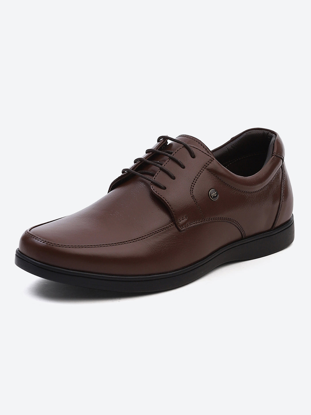 Men Brown Solid Lace Up Genuine Leather Formal Derby
