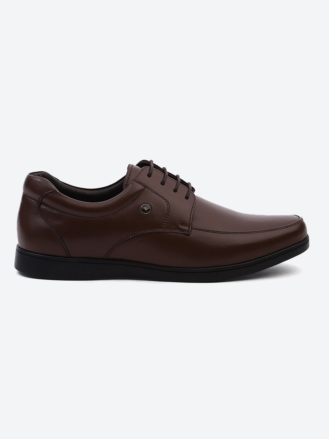Men Brown Solid Lace Up Genuine Leather Formal Derby