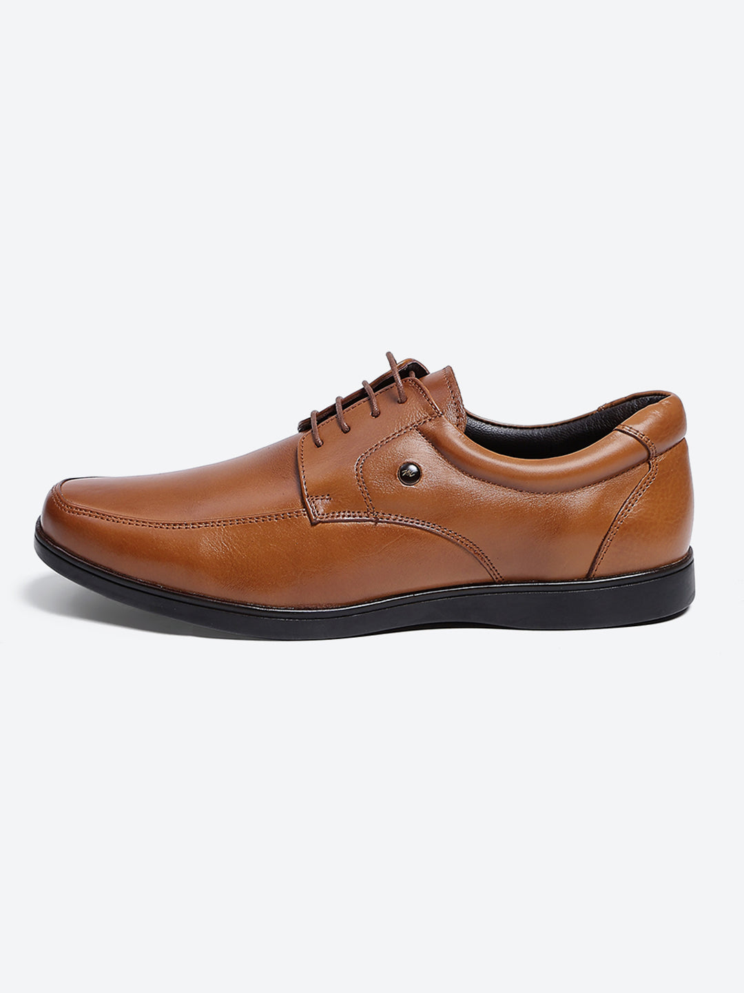 Men Tan Lace Up Leather Formal Derbys