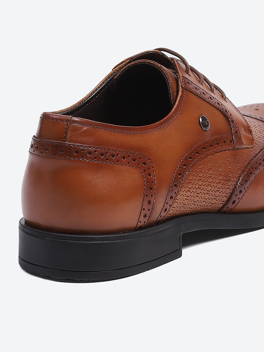 Men Tan Solid Lace Up Genuine Leather Formal Brogues