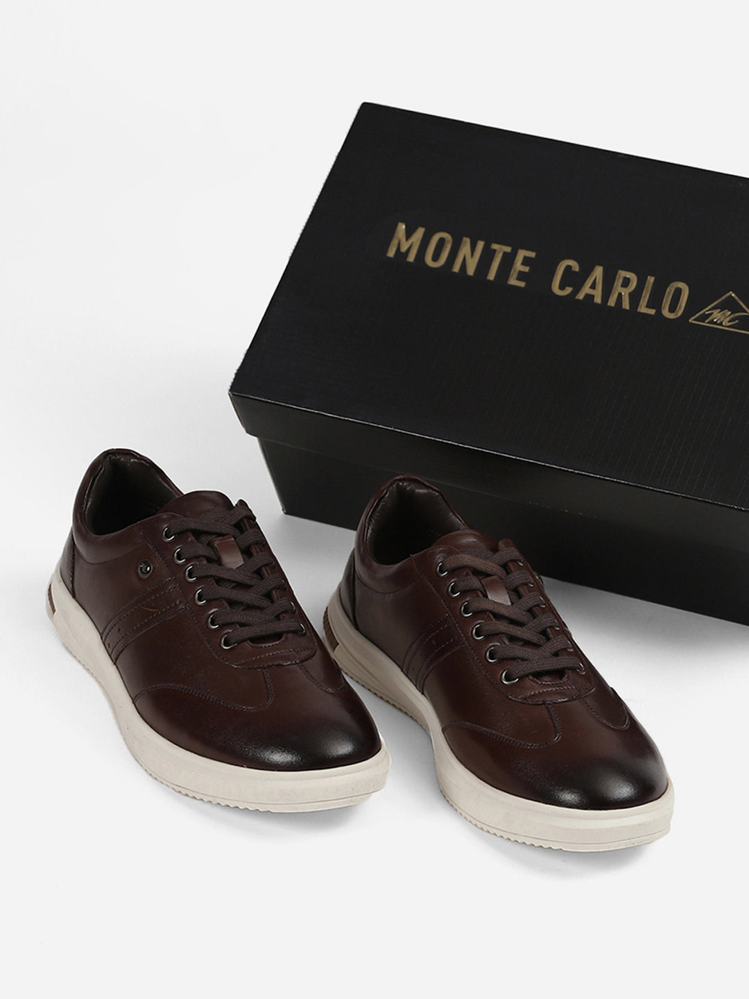 Men Brown Lace-Up Genuine Leather Casual Sneaker