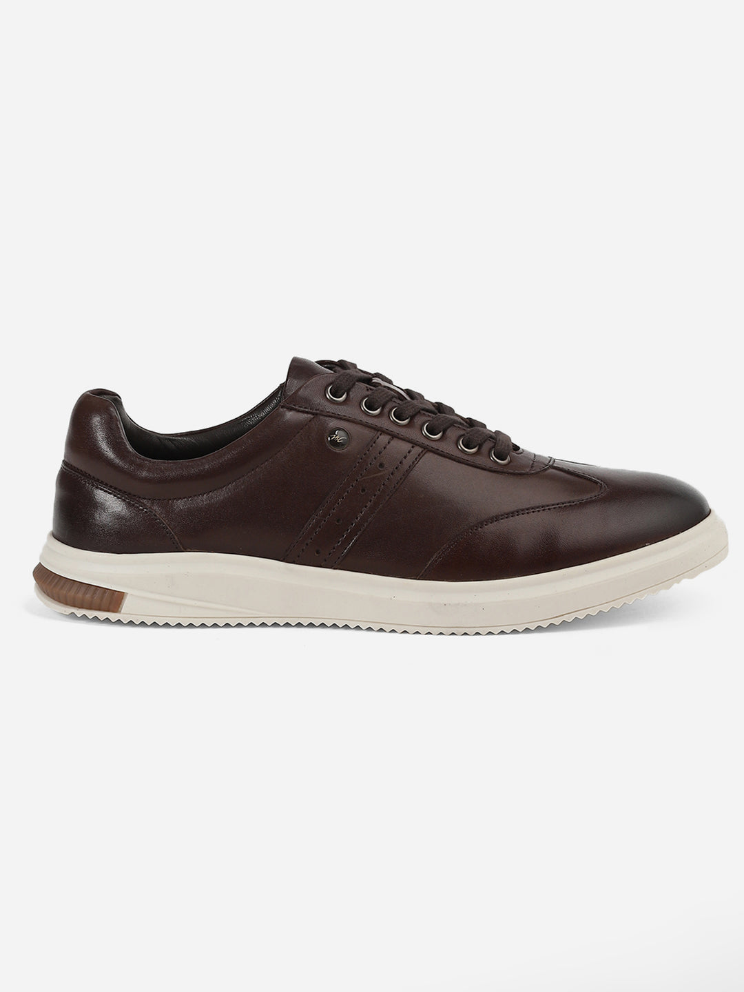 Men Brown Lace-Up Genuine Leather Casual Sneaker