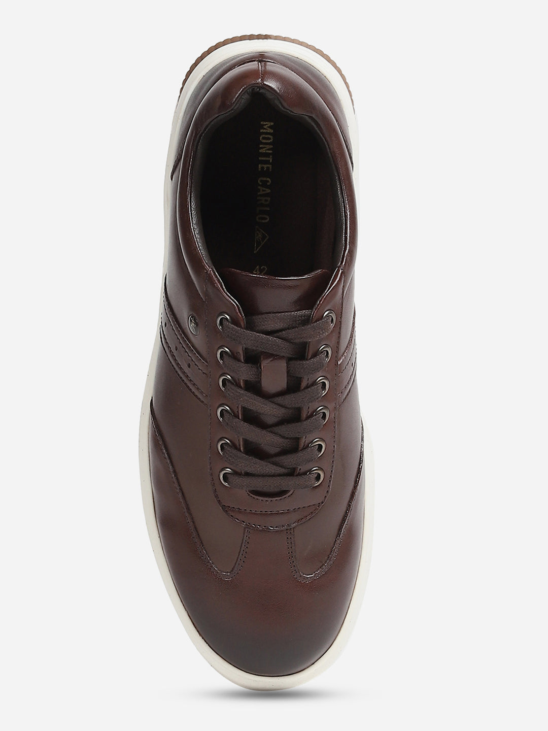 Men Brown Lace-Up Genuine Leather Casual Sneaker
