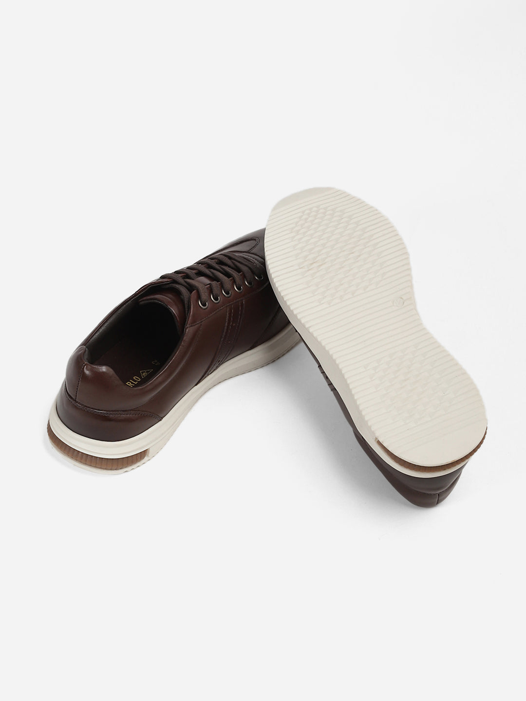 Men Brown Lace-Up Genuine Leather Casual Sneaker