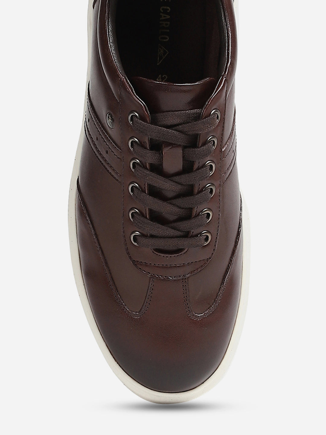 Men Brown Lace-Up Genuine Leather Casual Sneaker