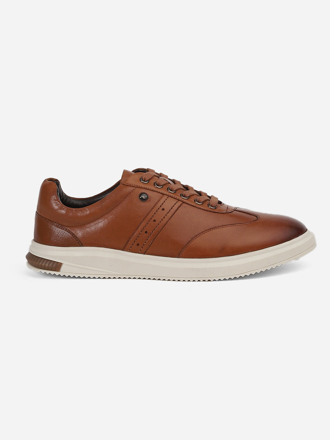 Men Tan Lace-Up Genuine Leather Casual Sneaker