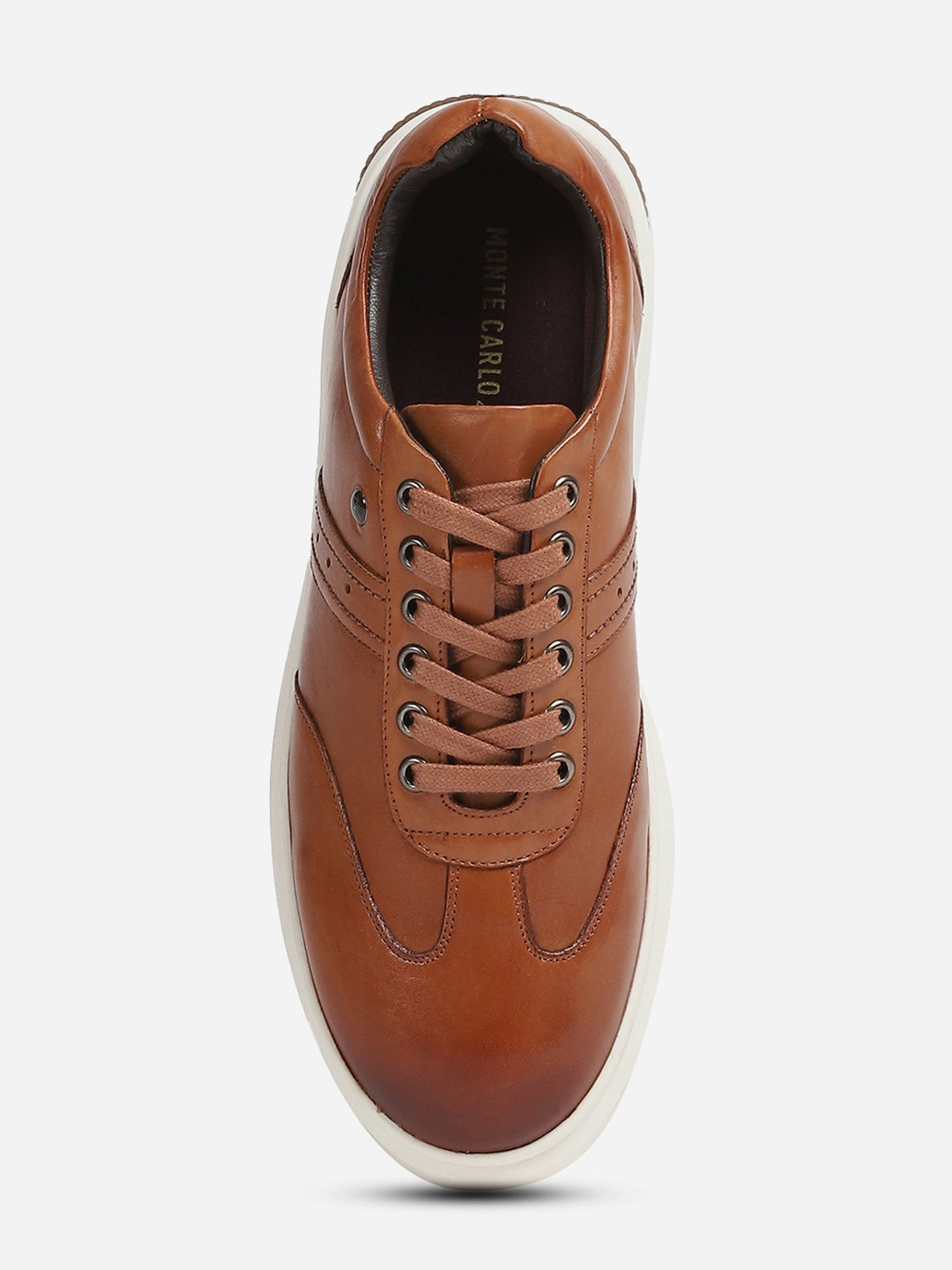 Men Tan Lace-Up Genuine Leather Casual Sneaker