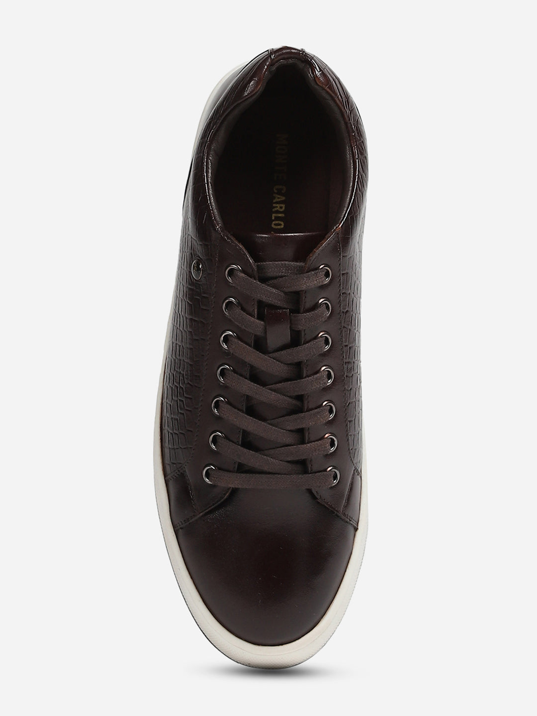 Men Brown Lace-Up Genuine Leather Casual Sneaker