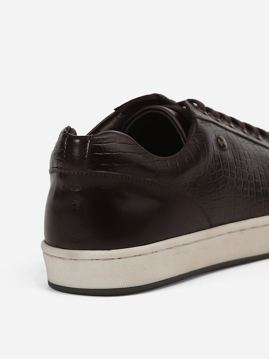 Men Brown Lace-Up Genuine Leather Casual Sneaker