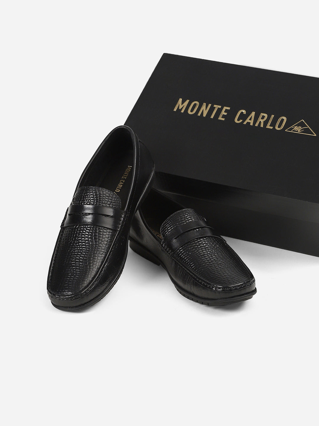 Men Black Slip-On Genuine Leather Loafer