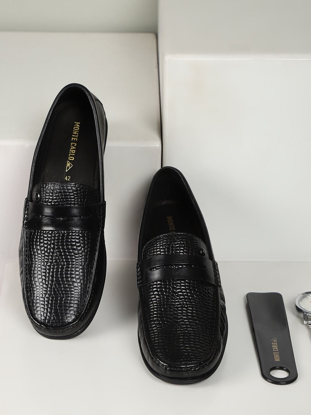Men\'s Black Slip-On Loafers with Silver Accent Vintage Hugo Boss Men main image 4