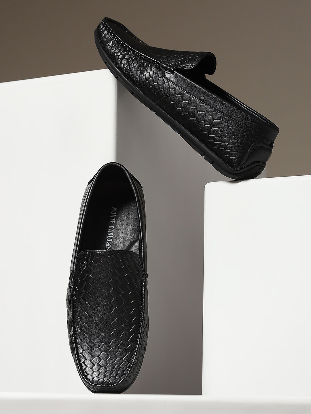 Men Black Slip on Microfibre Loafers