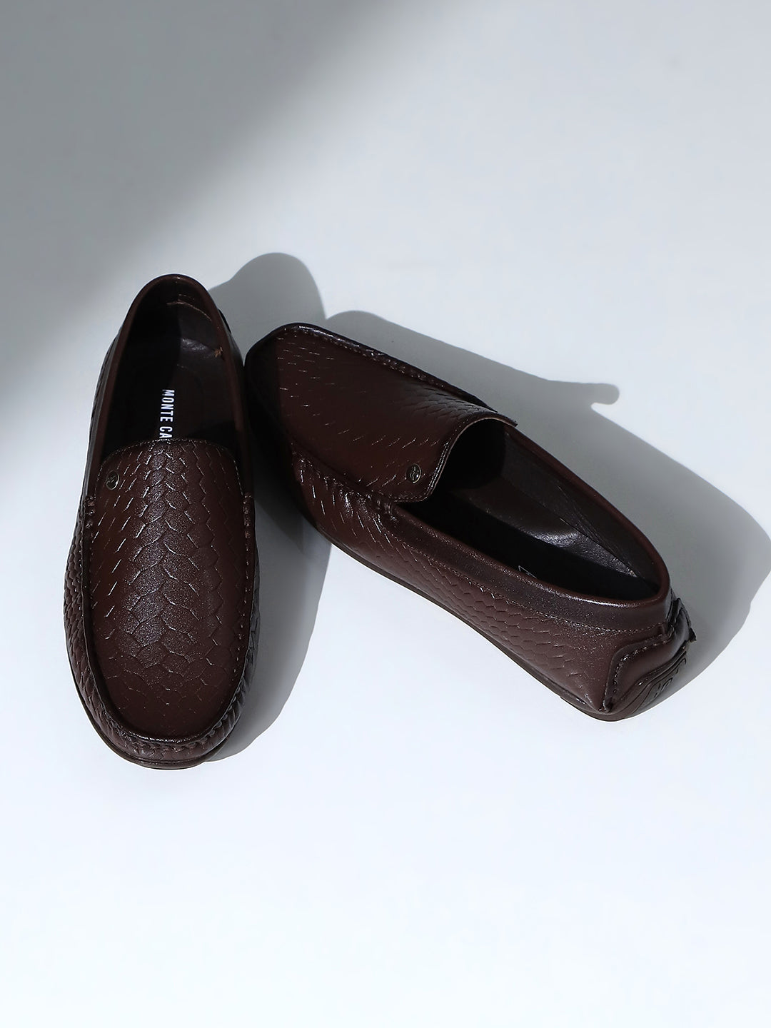 Men Brown Slip on Microfibre Loafers