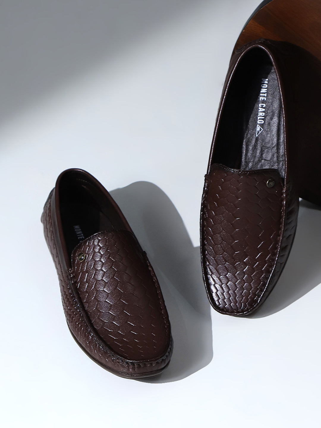 Men Brown Slip on Microfibre Loafers